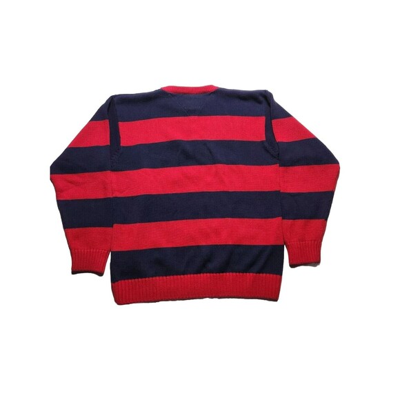 Vintage Tommy Hilfiger Men's Large 90s Pullover Striped Sweater Red Blue Preppy - Picture 2 of 7